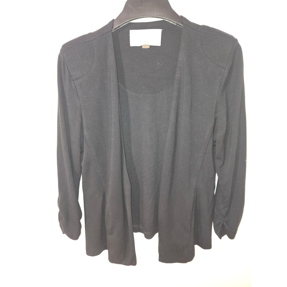Tart Collections Womens Black Ruched 3/4 Sleeve Open Front Blazer T9561S001 M‎